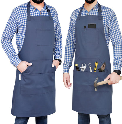 RUVANTI Aprons for Men, Women with Pockets Cotton Enrich Durable Large XXL size for Kitchen, Workshop, BBQ, Chef Apron