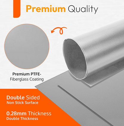 Silver Teflon Liner Roll - Versatile Non-Stick Oven, Stovetop & Grill Mat (75” x 17”) - Custom Fit