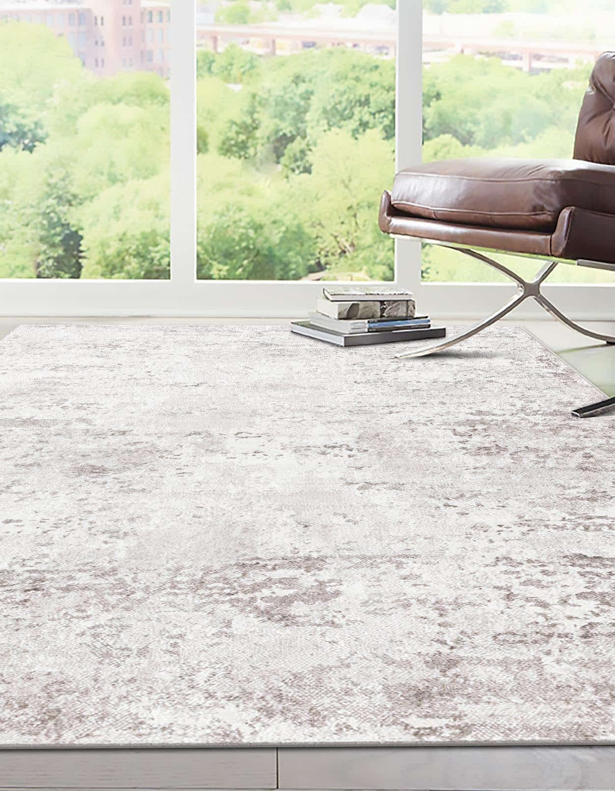 Unique Loom Eos Collection Area Rug - Borealis (10' x 13' Rectangle, Stone Gray/ Ivory)