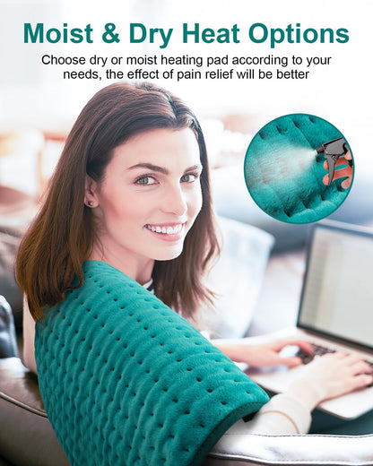 Heating Pad for Back Pain Relief with 6 Heat Settings, 4 Auto-Off, Gifts for Women Mom Men Dad, Electric Heating Pads for Cramps/Abdomen/Waist/Shoulder, Moist Dry Heat Options, 12" x 24"