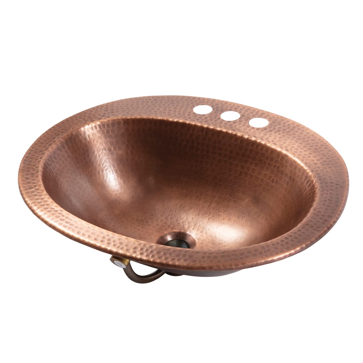 Sinkology Seville 20" Oval Drop-In Bathroom Sink - Antique Copper - Hand-Hammered Pure Solid Copper - Small Bathroom Sink with Drain and Care Kit