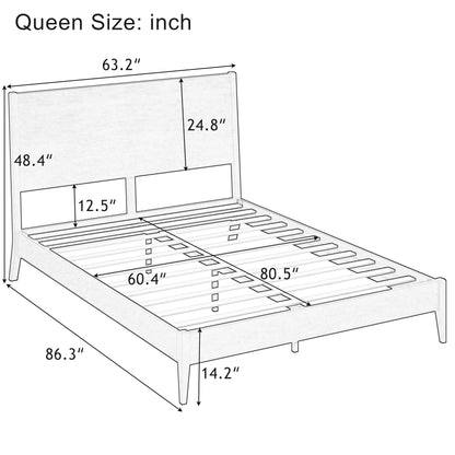 Christopher Knight Home Mid-Century Modern Solid Bamboo Wood Queen Size Sleigh Platform Bed Frame with Wood Slats and Metal Support,No Box Spring Needed,Easy Assembly, Chocolate