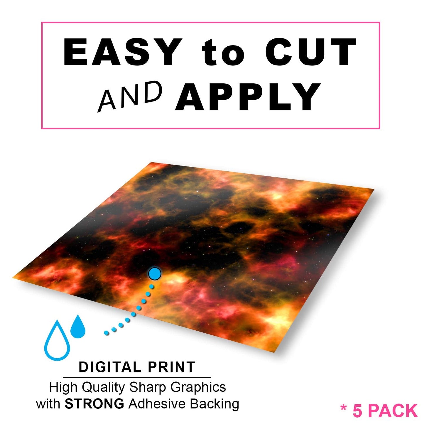 Craftopia Cricut Vinyl Squares |12 x 12-Inch| Galaxy Space Patterned Sheets for Design Transfers DIY Crafts, Scrapbooking - Glitter Vinyl Permanent Adhesive Decorative Supplies for Decals & Signs