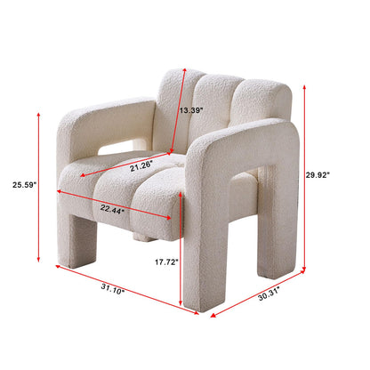 KEIKI 31" Boucle Accent Chair with High Density Foam Cushion, Upholstered Modern Style Oversized Single Sofa Chair, Easy Assembly, for Living Room and Bedroom, Apartment, Office, Beige
