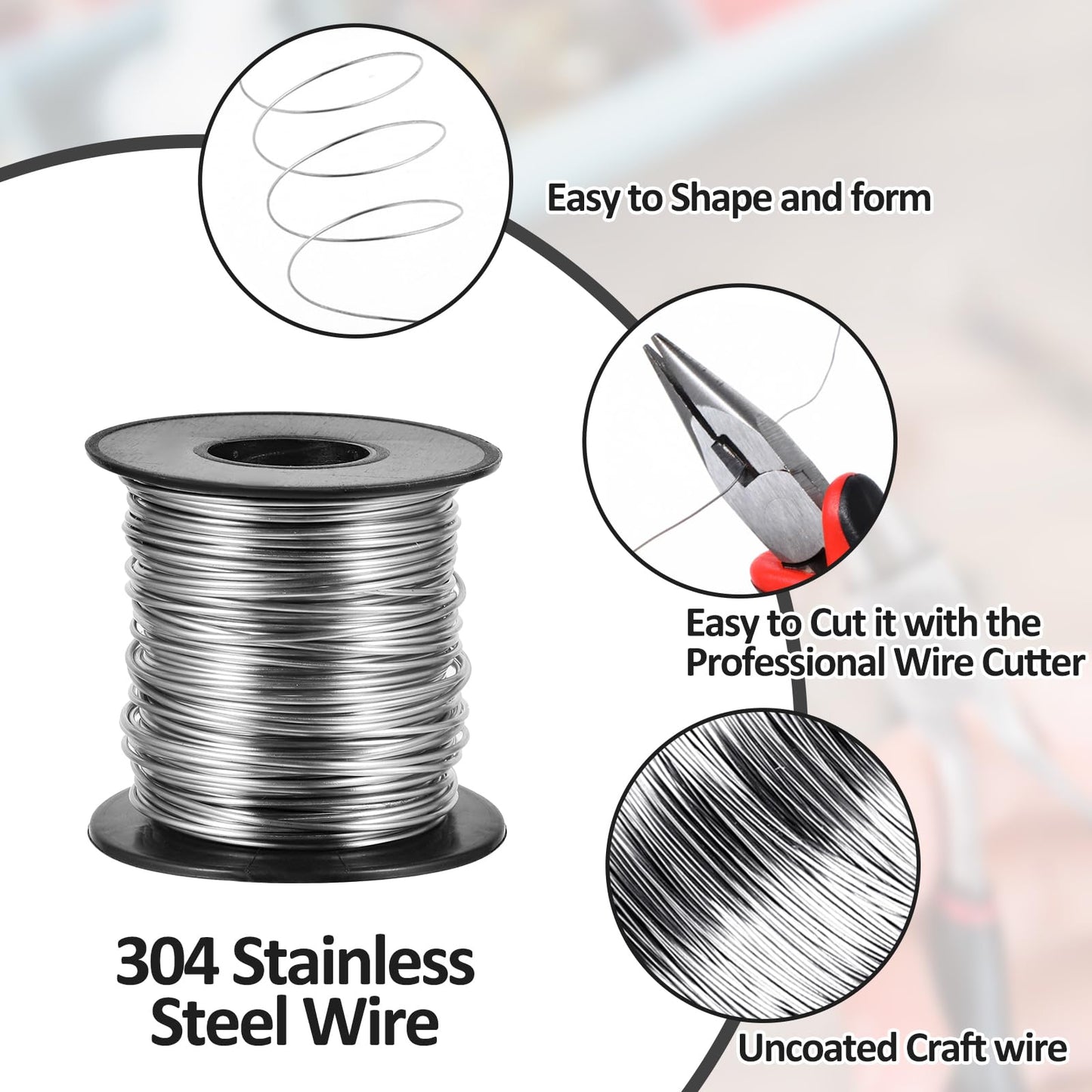5 Rolls Jewelry Wire for Jewelry Making 18, 20, 22, 24, 26 Gauge Stainless Steel Silver Wire Kit Beading Bendable Craft Wires Tarnish Resistant Beading Wires for Making Crafts