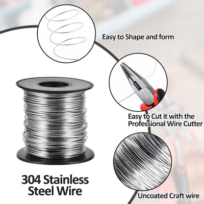 5 Rolls Jewelry Wire for Jewelry Making 18, 20, 22, 24, 26 Gauge Stainless Steel Silver Wire Kit Beading Bendable Craft Wires Tarnish Resistant Beading Wires for Making Crafts