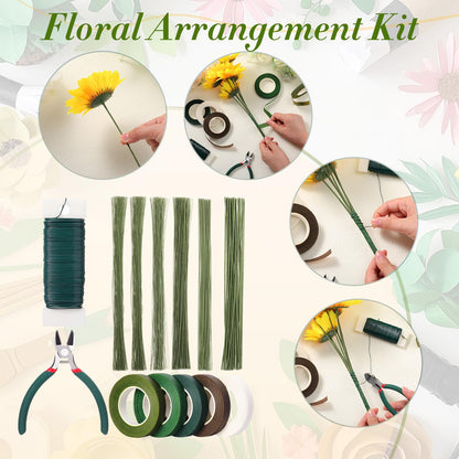 Blulu Floral Arrangement Kit, 13 Pcs Flower Arrangements Supplies Includes Gauge Paddle Wire, 18 20 22 24 26 Gauge Floral Wire Stems, Green Tape, Cutter Scissor, Bouquet Accessories for DIY Crafts
