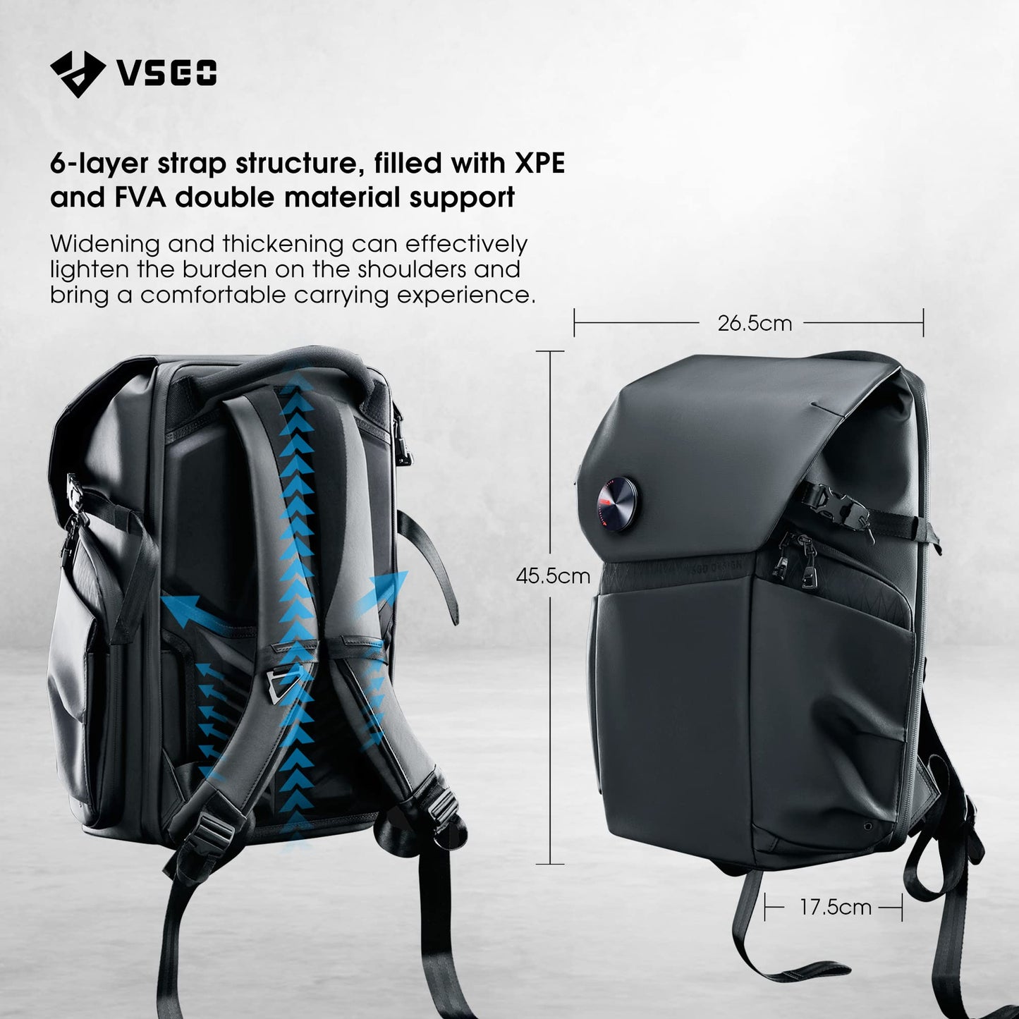 VSGO 20L Professional Camera Backpack for DSLR/SLR, Compatible with Sony Canon Nikon Cameras, DJI RSC2 Gimbals, Tripod, 15.6" Laptop, Lenses & Accessories – Waterproof TPU Canvas, Travel & Outdoor Use