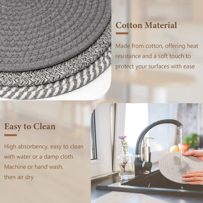 JIngJIALii 10 Inch Trivets for Hot Dishes, 6 Pack Hot Pads with Storage Basket for Pots and Pans, Hot Plate Mat for Kitchen Countertops, Kitchen Gift for New Home