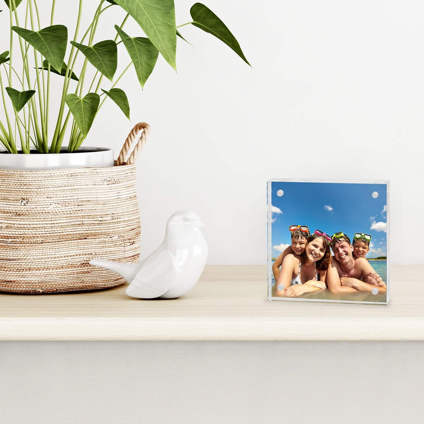 Americanflat 4x4 Acrylic Picture Frame - Double Sided Frames with Magnetic Corners for Desk or Tabletop Display