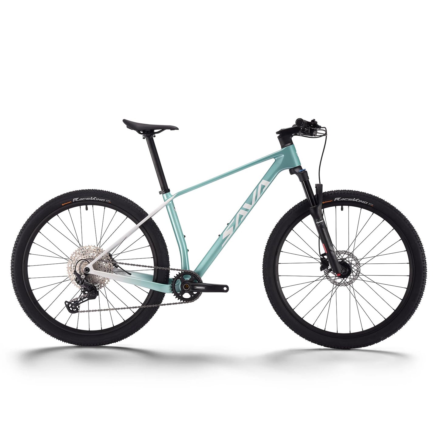 SAVADECK Carbon Fiber Mountain Bike with Shimano Deore M6100 12-Speed, MTB Bicycle with Hydraulic Disc Brakes(Green, 27.5 * 17)
