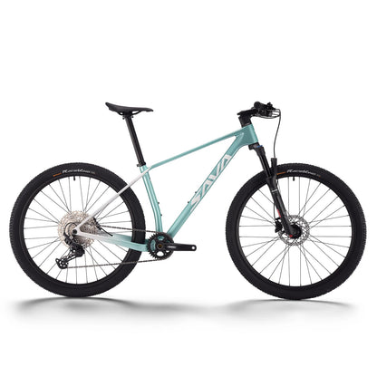 SAVADECK Carbon Fiber Mountain Bike with Shimano Deore M6100 12-Speed, MTB Bicycle with Hydraulic Disc Brakes(Green, 27.5 * 17)