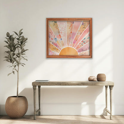 RLTXBUK Boho Abstract Sunshine Diamond Art Kits, Mid Century Modern Floral Sunshine Diamond Painting Art Kits for Adults Kids Beginners, Boho Home Room Decor 9.8x11.8 Inch