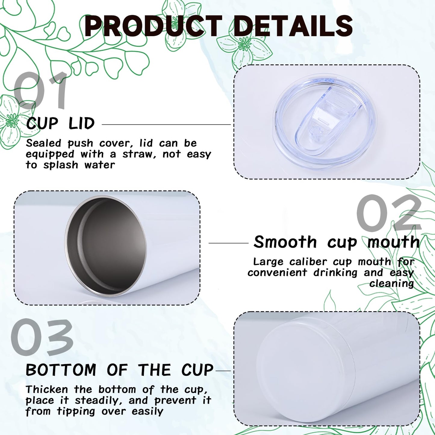 Lilsofee 12 Pack 20 oz Sublimation Tumblers with Lids and Straws Blank Stainless Steel Double Vacuum Metal Skinny Insulated Tumbler Heat Press Transfer Printing DIY Travel Cup for Car
