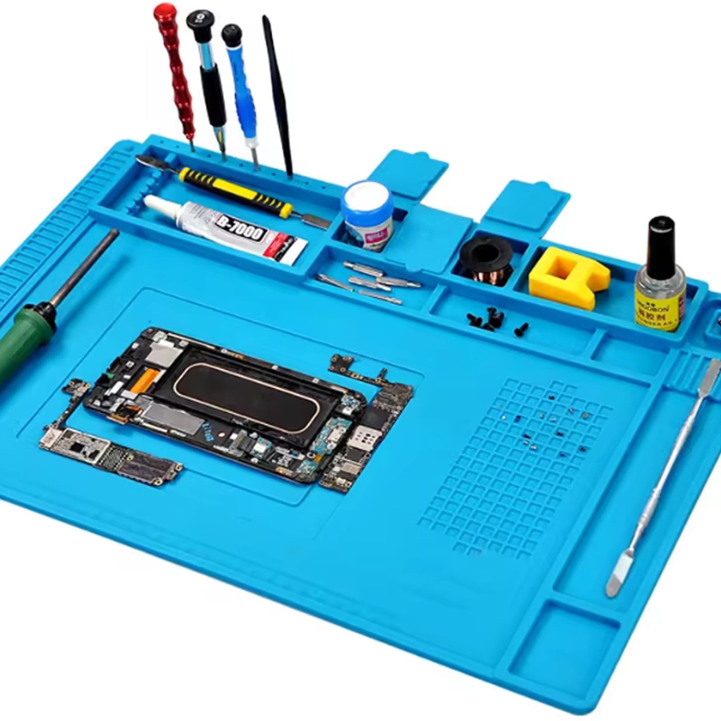Heat Insulation Silicone Repair Mat with Scale Ruler and Screw Position for Soldering Iron, Electronic DIY,Reparing Phone and Computer Repair Size:17.7 x 11.8 Inches