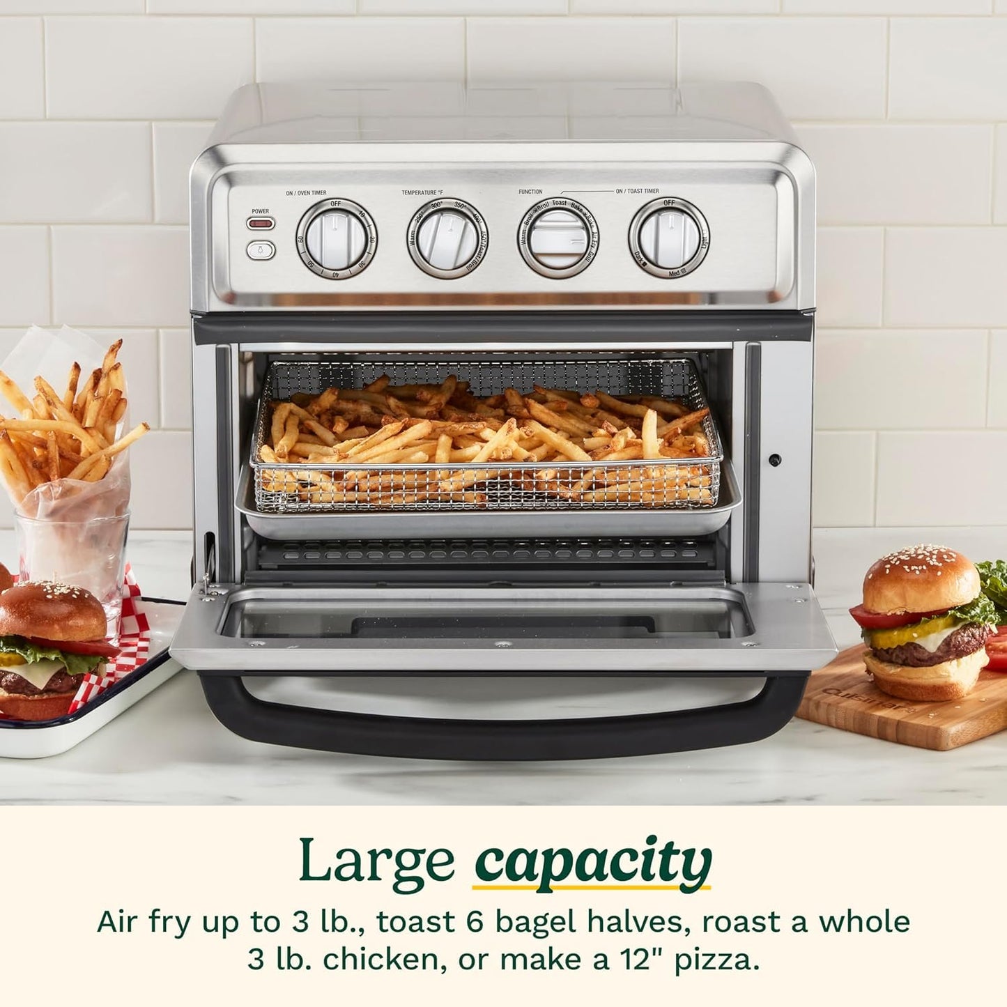 Cuisinart Air Fryer Toaster Oven, 1800W, 8-in-1 with Air Fry, Convection, Broil & Warm, 0.6 Cubic Feet, 60-Minute Timer, TOA-70NAS, Stainless Steel