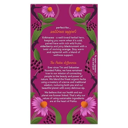 Pukka Elderberry & Echinacea Organic Herbal Tea, Perfect for Wellness Support, Caffeine Free, 80 Total Tea Bags (20ct - Pack of 4)