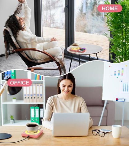 15W 3-Temp Mug Warmer for Desk with Wireless Charger - Aesthetic Desktop Accessory Tech Gifts for Women, Coffee Cup