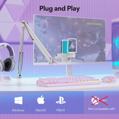 MAONO USB Gaming Microphone with Noise Cancellation, Computer PC Mic with Boom Arm, RGB Light, Mute, Gain, Monitoring Streaming Mic for Podcast, YouTube, Twitch, Discord, PS5/4, GamerWave DGM20S