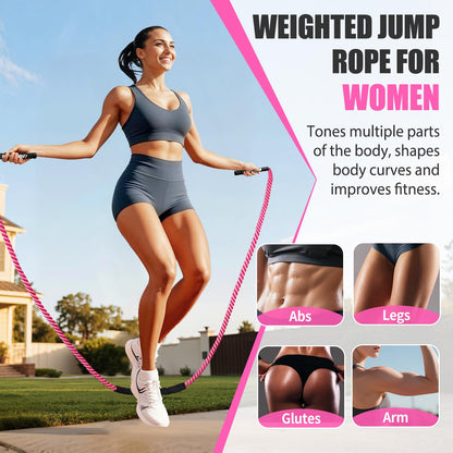 KUZARO Jump Rope, Weighted Jump Rope for Women, 2.5LB Adult Skipping Rope for Fitness, Home Gym Workout Equipment, Heavy Exercise Jumpropes for Weight Loss, Shape body, Strength Training, Total Body Workout