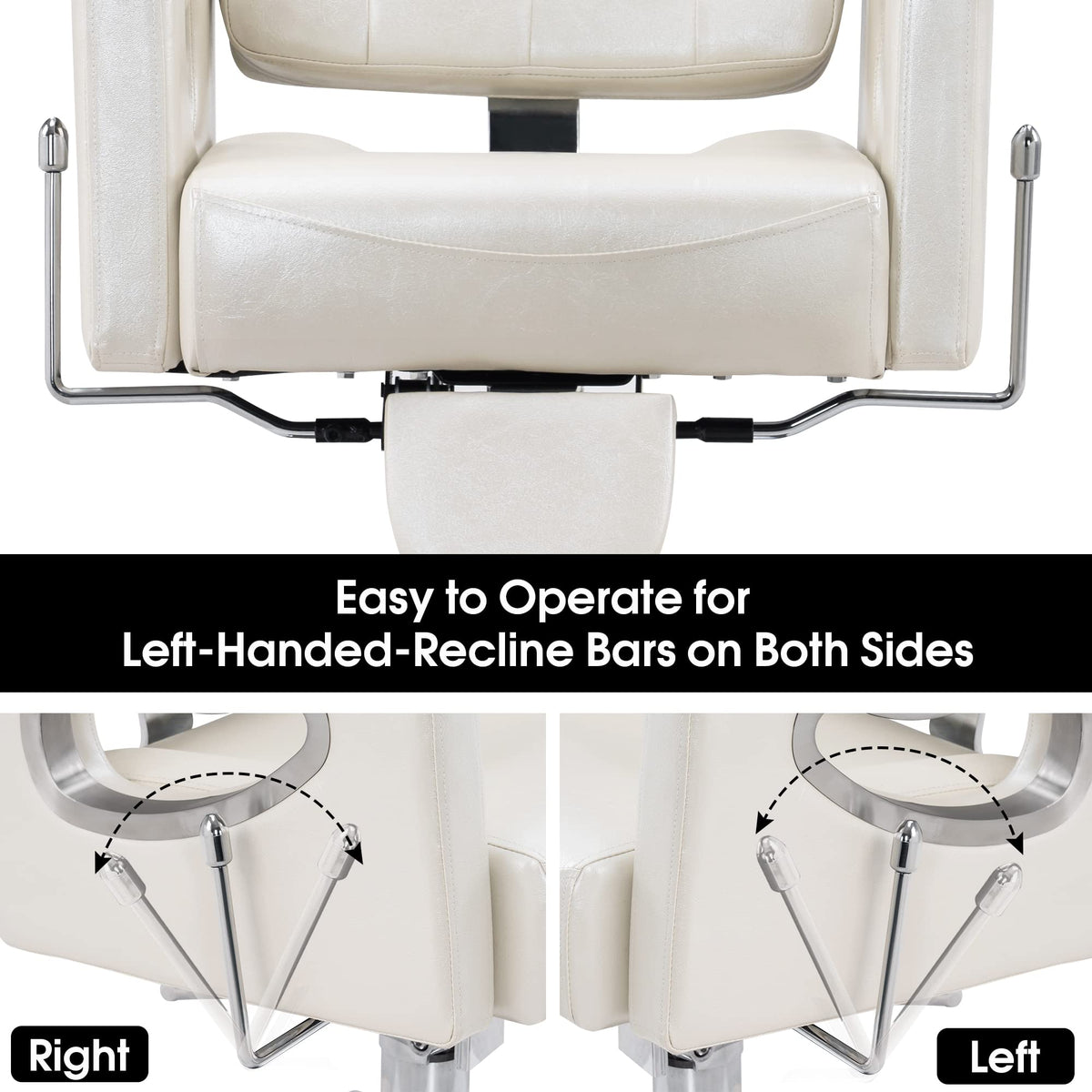 BarberPub Barber Chair Reclining Salon Chair for Hair Stylist, Antique Hair Spa Salon Styling Beauty Equipment 8132(Champagne)
