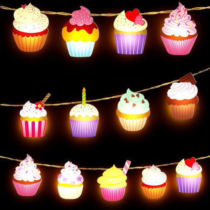 20 10 VIHOSE Cupcake String Lights Cupcake Gifts Fairy String Lights for Valentine Wedding Birthday Party Decor LED ft