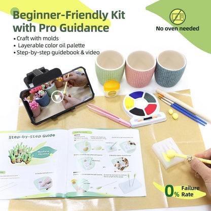 Microland Craft Kits for Teens Crafty Clay Kit for Succulents Flower Making Fun Adult Activities of Arts and Crafts Art Therapy Crafting Set Creative Gifts for Women Teen Girls Artist Gifts for Mom