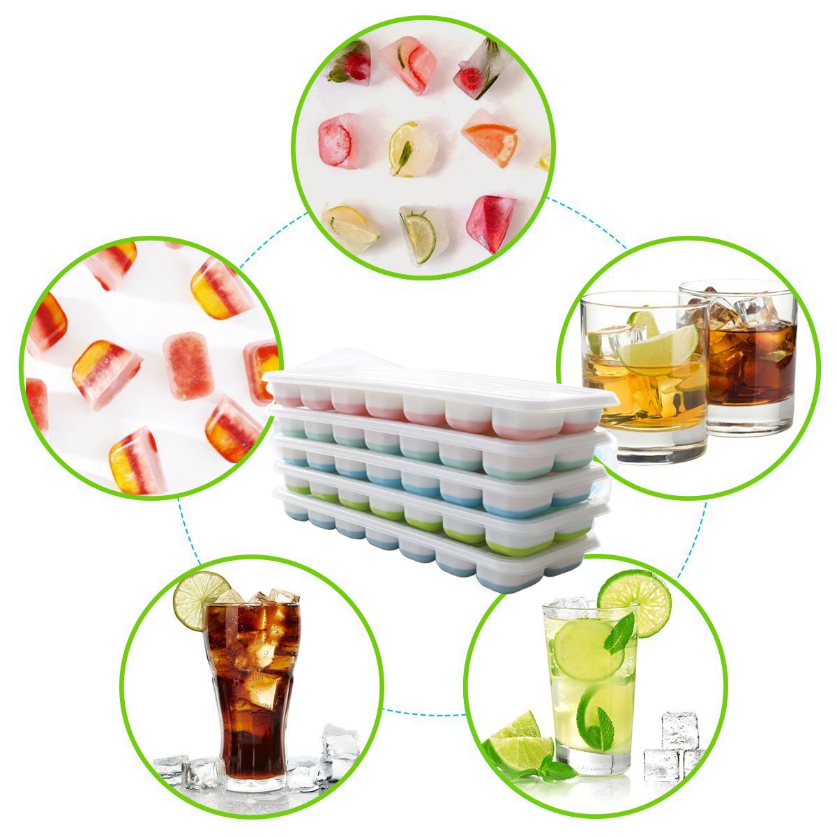 Ice Cube Tray 6 Packs, Silicone ice Cube Tray With Lid, Ice Cube Trays For Freezer, Easy-Release Food-Grade PP & Organic Silicone, Portable & Separable, Dishwasher Safe, Effortless Cleaning & Usage