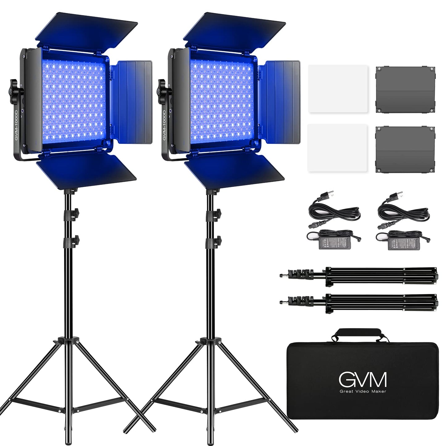 GVM RGB LED Video Light with Bluetooth Control, 360° Full Color 1000D PRO Video Lighting Kit with 736pcs Led Beads, 2 Packs Led Panel Light for YouTube Studio, Video Shooting, Conference, CRI 97+