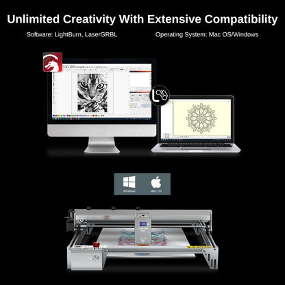LASER TREE Laser Engraver, 40000mW（40W）Output Power Laser Engraver Machine, High Precision Laser Cutter and Engraver for Wood & Metal Paper Acrylic Glass Leather etc, Class 4 (Basic)