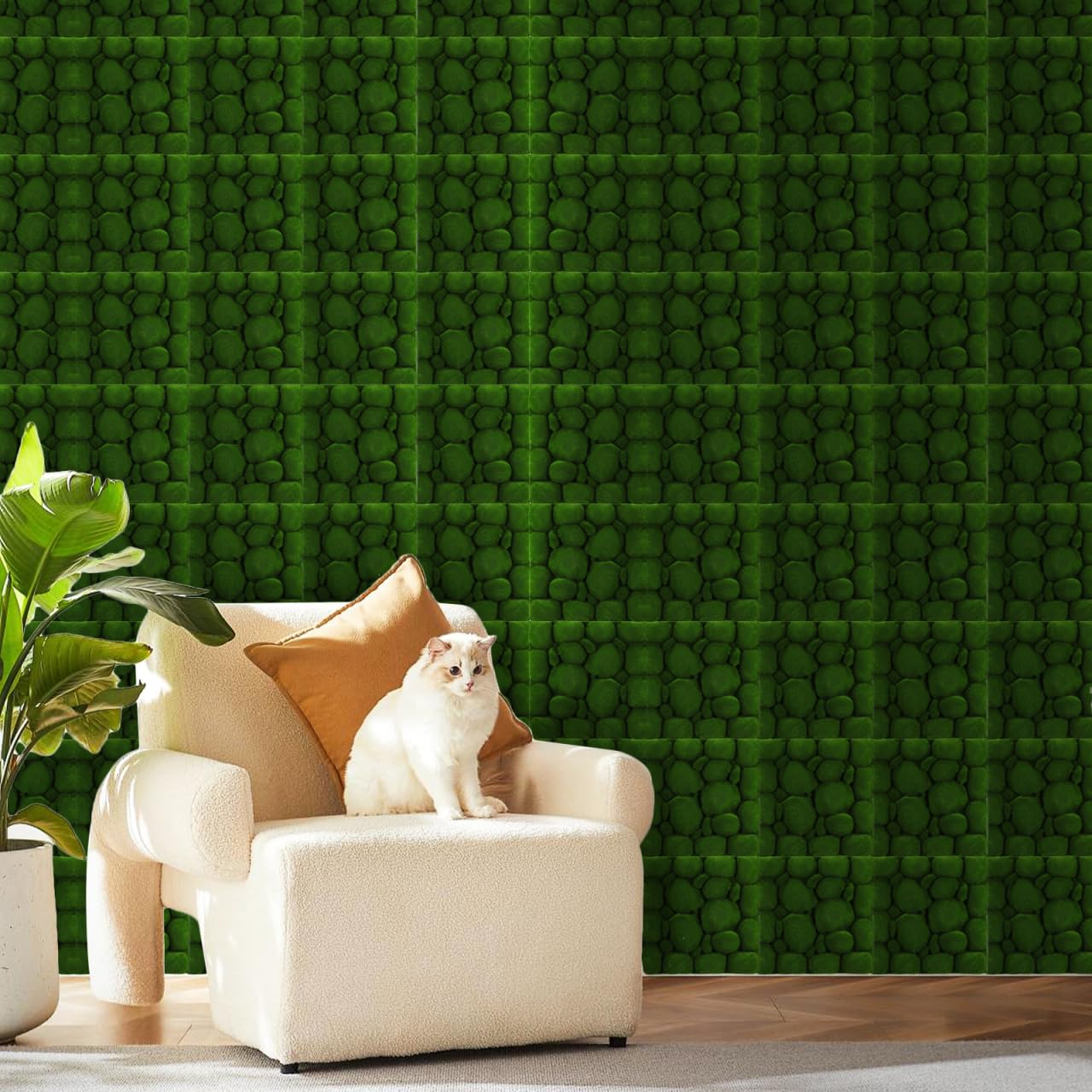 Baluue Artificial Moss Wall Panels 11.81 Inch Faux Green Wall Decor 2-Pack for Indoor Outdoor Landscape Plant Accent Easy Install Micro Moss Backdrop