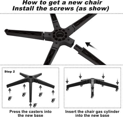 2200 lbs, 28 Inch Office Chair Base Replacement Parts Heavy Duty, Bear Capacity Desk Chair Base Replacement Metal