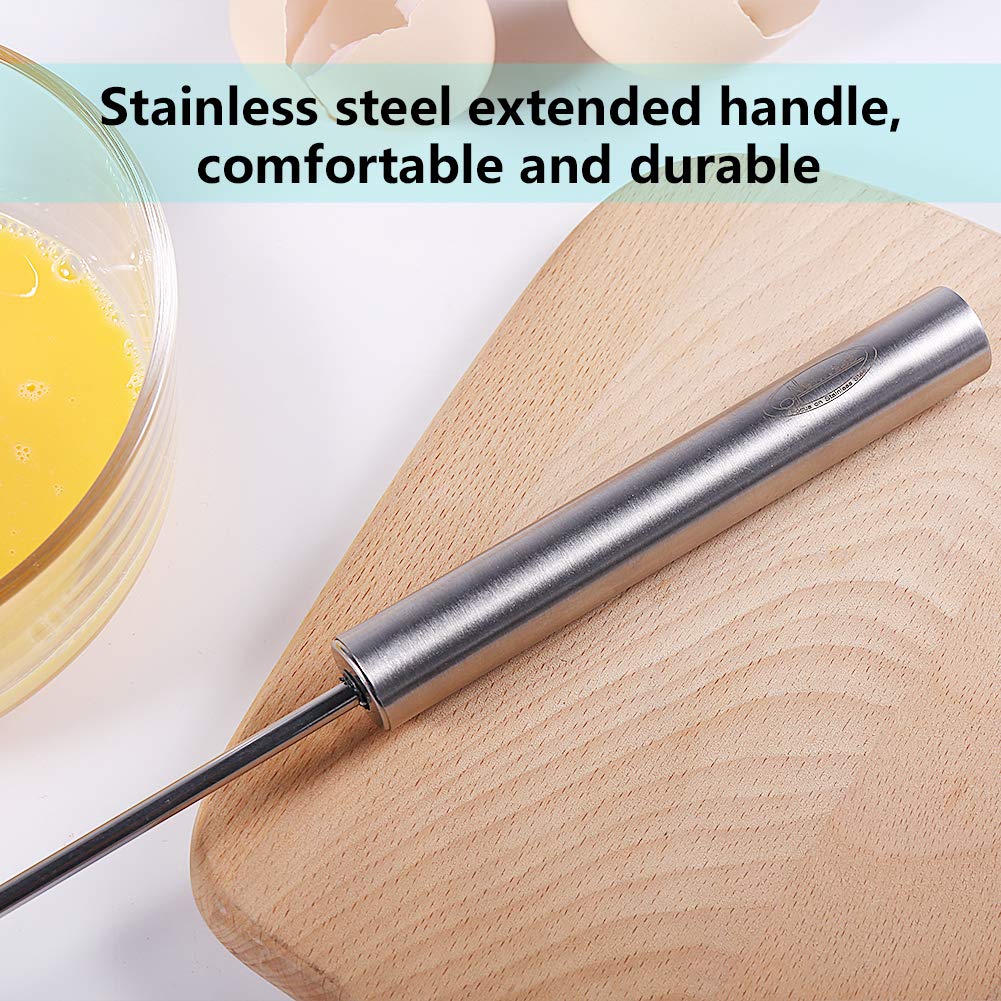 Newness Whizzy Whisk, Stainless Steel Semi Automatic Blender for Home -Versatile Tool for Egg Beater, Milk Frother, Hand Push Whisk - Kitchen Utensil for Blending, Whisking, Beating & Stirring