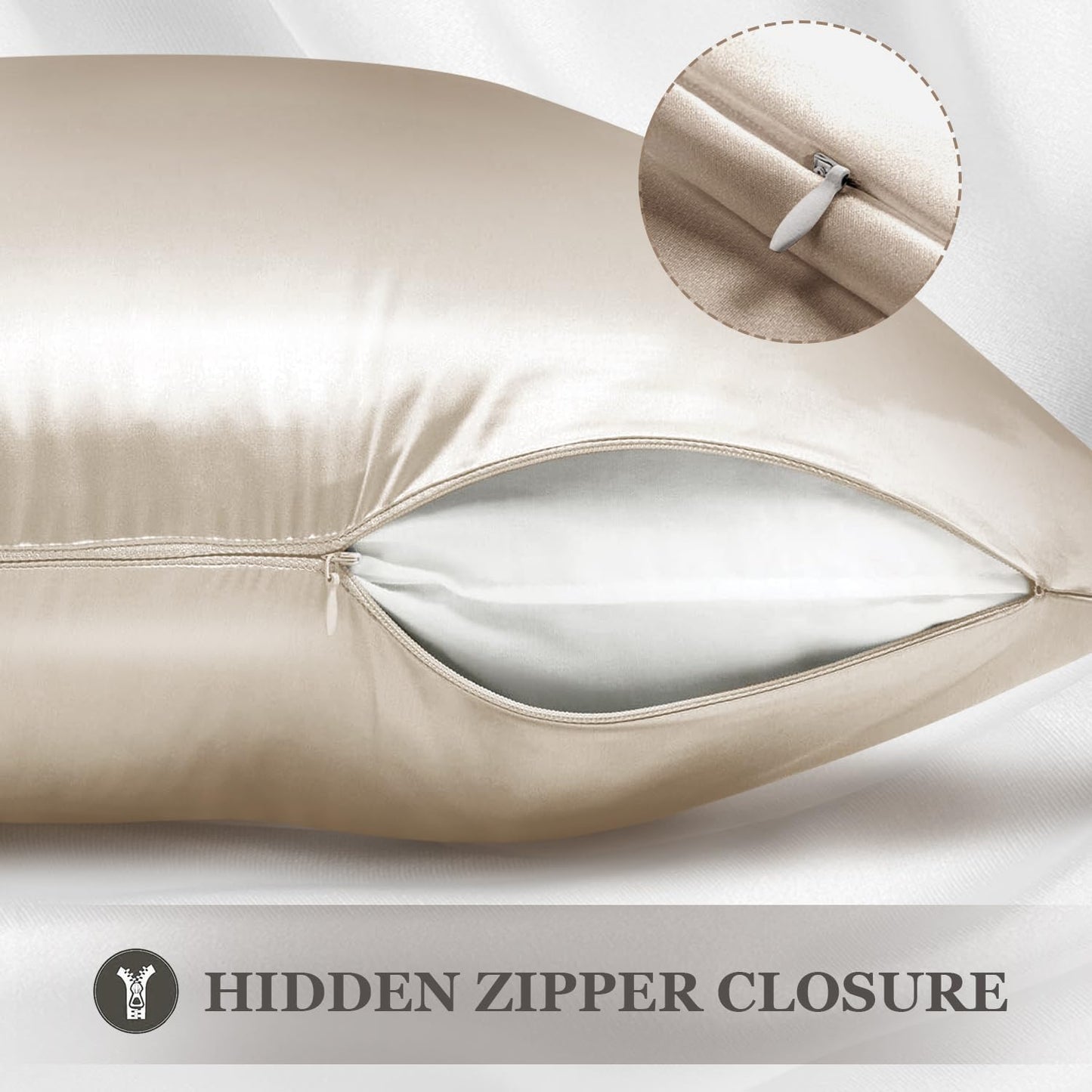 Adubor Mulberry Silk Pillowcase - 23 Momme 6A Grade Fibers | 900 Thread Count | Queen 20''x30'', Beige, 1PC