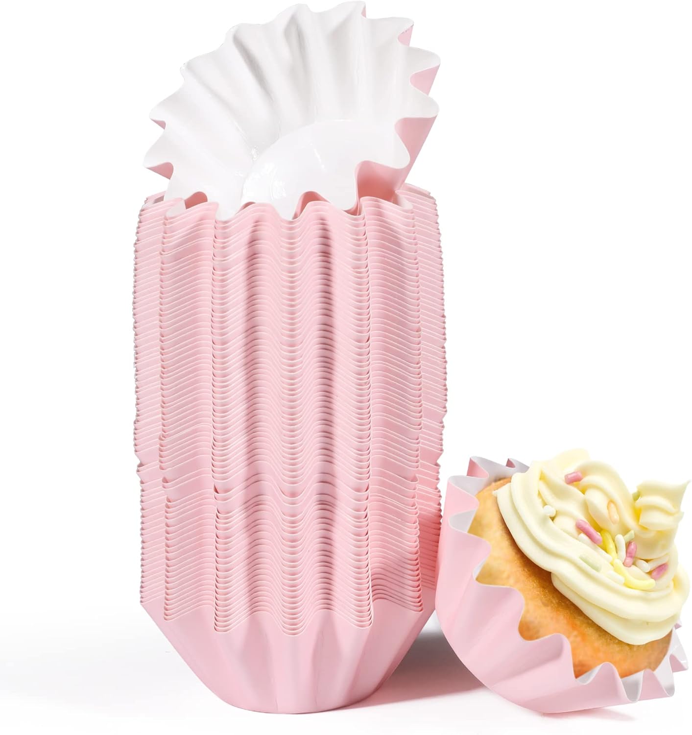 Cupcake Liner, 100 Count Standard Muffin Wrappers, Non-stick Greaseproof Baking Cups for Wedding, Baby Shower