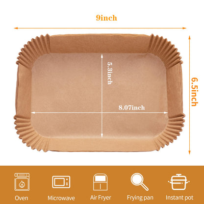 Air Fryer Disposable Paper Liner, 100PCS Food Grade Parchment Liners for Ninja DZ201,Ninja Foodi Dual Air Fryer Accessories Baking Paper (9 * 6, Natural)