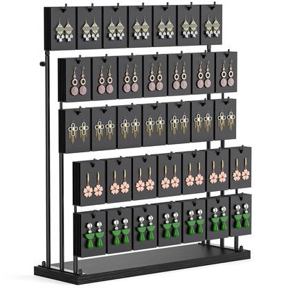 ORLESS Jewelry Display for Vendors, Earring Display Stand for Selling, Necklace Display Holder for Selling, Earring Cards Organizer for Bracelets, Rings, Jewelry Towers, Black (35 Hooks)