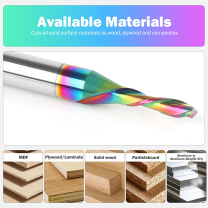 BINSTAK 1/8 Inch Down Cut CNC Router Bits 1/4 Inch Shank Solid Carbide Spiral Downcut End Mill for Wood Inlay Slot Carving Engraving