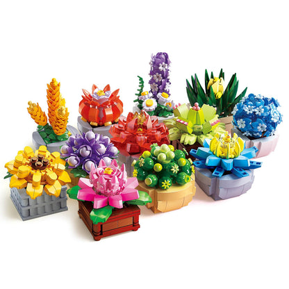 Succulents Set for Adults Building Sets, 12 Plants, Home Decor, Birthday Gifts for Women, Creative Housewarming Gifts, Botanical Collection, Flowers Succulents Artificial Plant Kit (1174 piece)