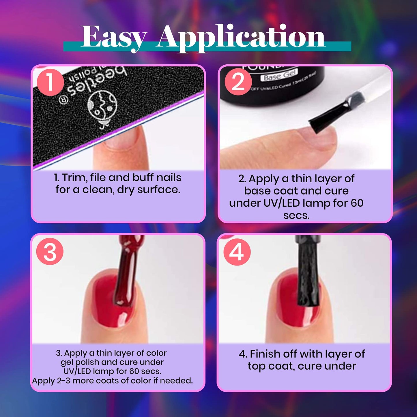 Beetles Cat Eye Gel Polish Set - 24Pcs 20 Colors Glitter Dark Color Changing Gel Nail Polish Kit with Base Gel Glossy Matte Top Coat Soak off UV DIY Nail Art Salon Ombre Black Nails Gift
