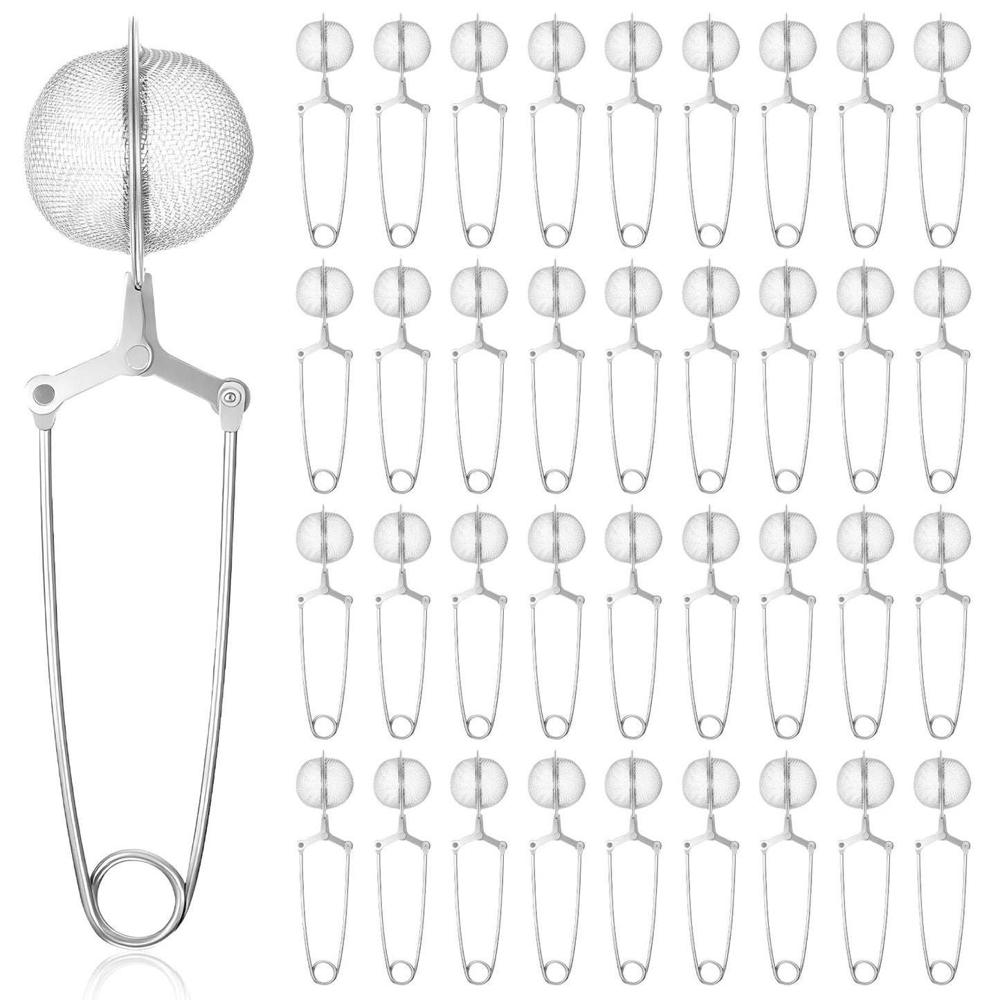 HANLANXUE 36 Pcs Loose Leaf Tea Infuser Stainless Steel Mesh Snap Tea Strainers Tea Infuser with Handle Fine Mesh Tea Ball Filter Tea Diffusers Steeper for Loose Leaf Tea, Seasonings