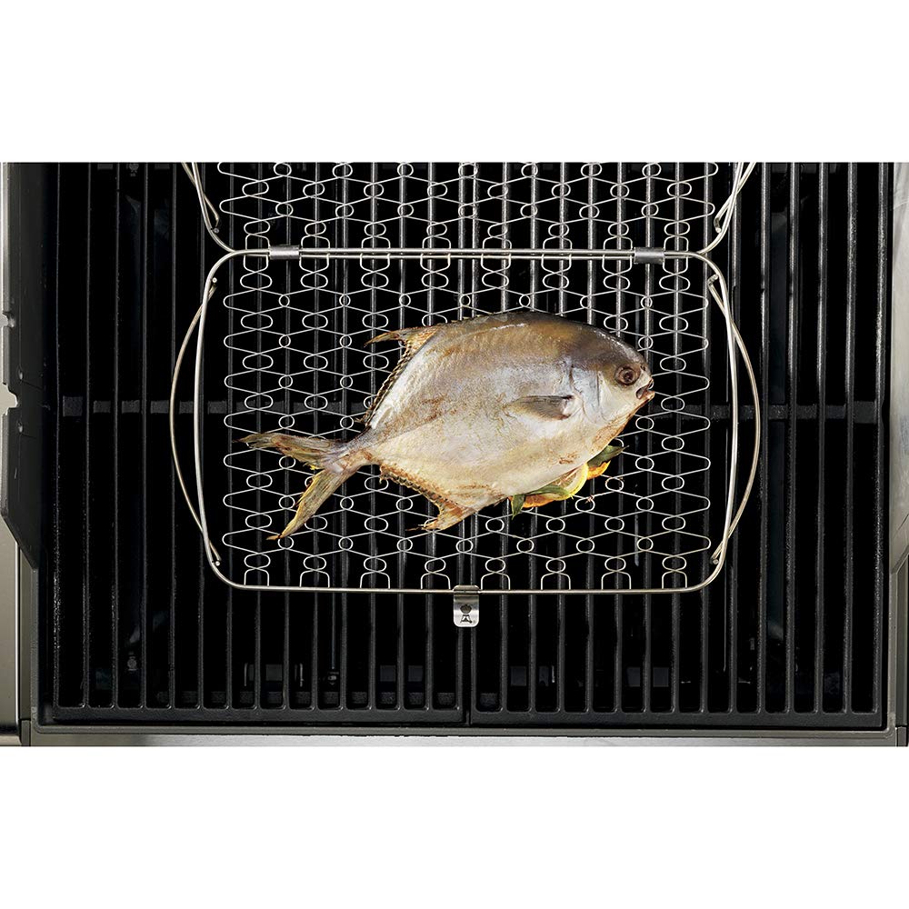 Weber Large Fish Basket – Flexible Wire Grilling Basket for Delicate Foods, Fits Weber Q 300+ Gas Grills & 18.5"+ Charcoal Grills