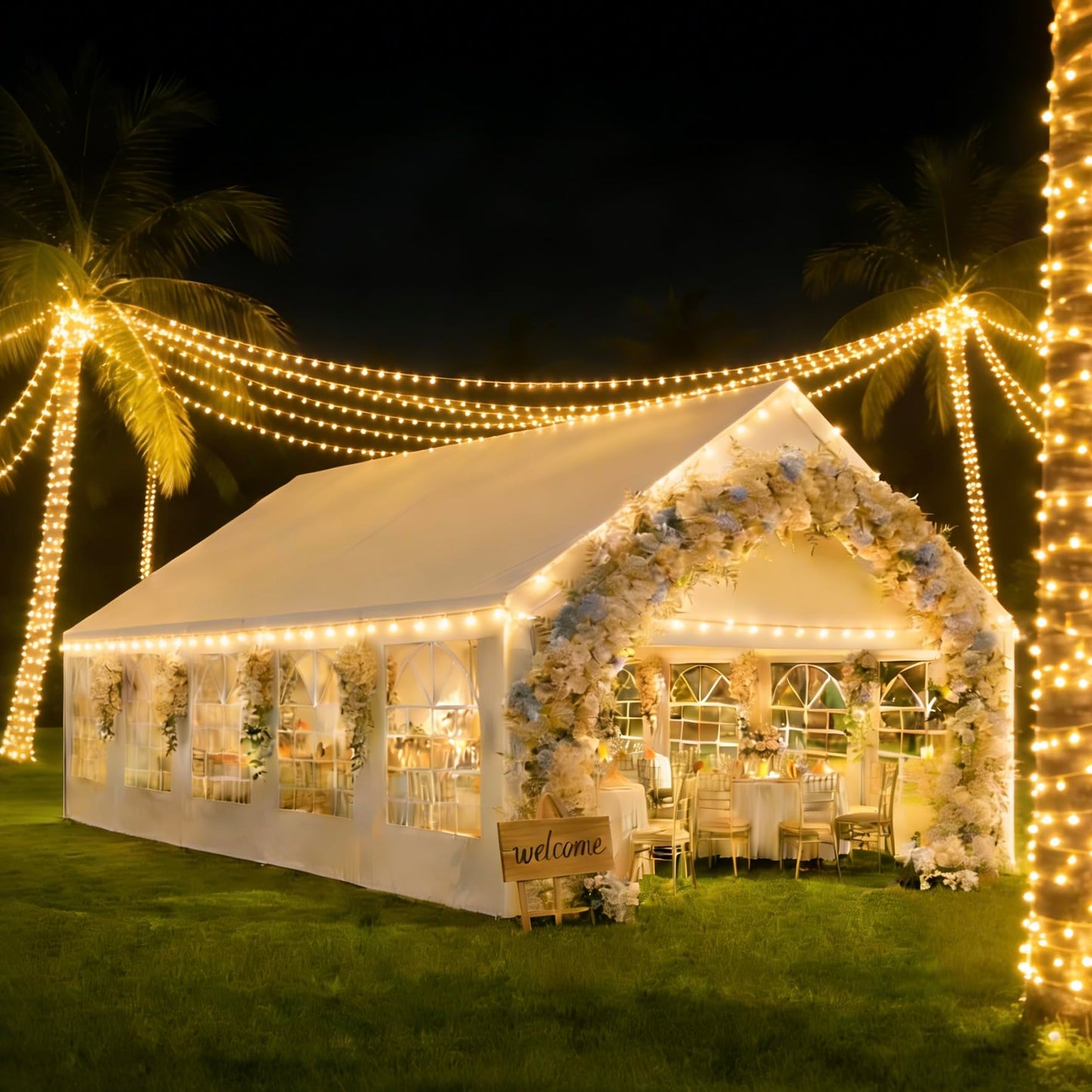 ADRERIC 16x32 Party Tent Heavy Duty White Canopy Large Outdoor Event Shelter with Removable Sidewalls, Waterproof Gazebo for Wedding, Backyard, Parties