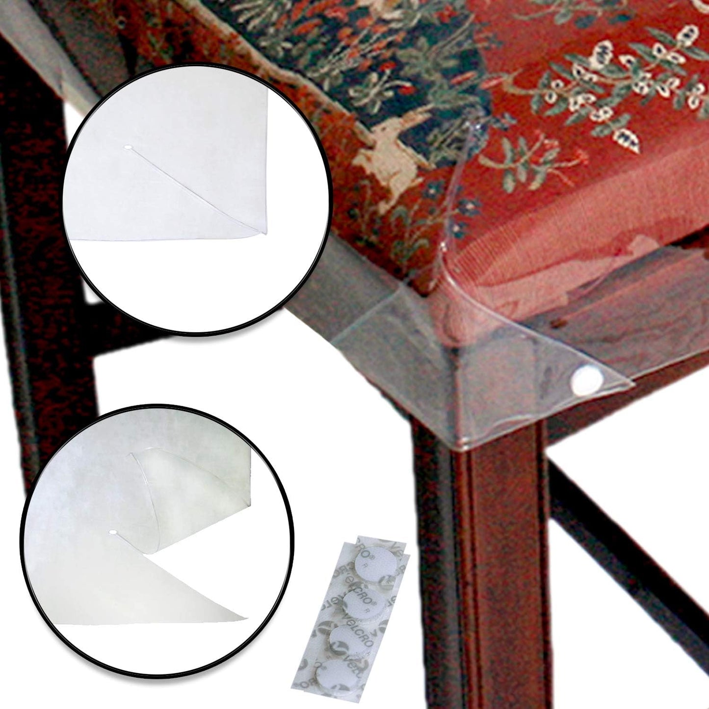 LAMINET Deluxe Heavy-Duty Waterproof Chair Seat Protector - Removable Crystal-Clear Plastic Adjustable, Fits Up to 21