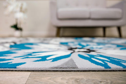 Rugshop Modern Floral Design Area Rug, 2' X 3' Blue - Non-Shedding for Living Room and Bedroom