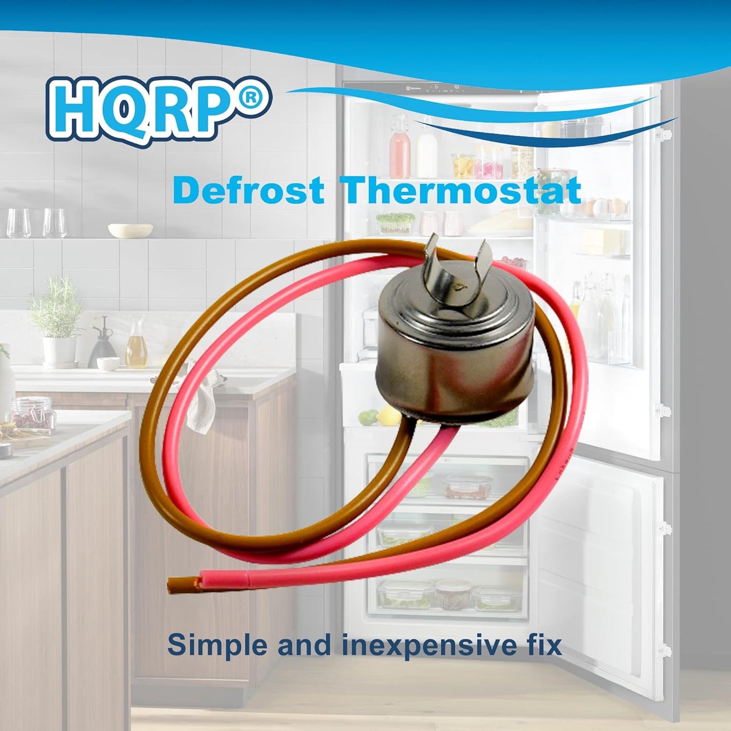 HQRP 4-Pack Bimetal Refrigerator Defrost Thermostats Replacement for Whirlpool/Kenmore 4387503 WP4387503 4343917