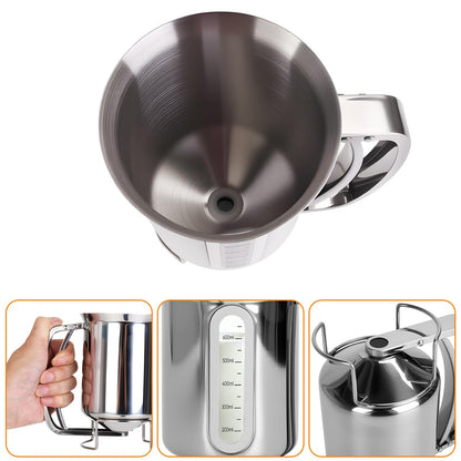 32oz 900ml Pancake Batter Dispenser, Stainless Steel Batter Dispenser with Handle, Visible Scale, Pancake Mix Dispensers for Funnel Cake, Pancakes, Cupcakes, Waffles, Crepes