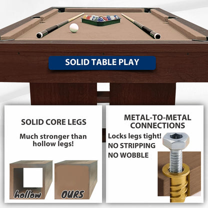 7 FT Pool Table with Dining Top, 3-in-1 Combo Game Table Billiards, Ping Pong and Dining Table. NEW & Improved Design 2026! (Table with Benches)
