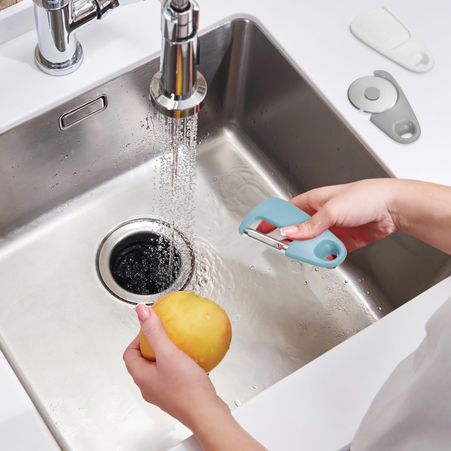 HOLIDYOYO Kitchen Tool Set 5 Pieces with Potato Peeler Cheese Grater Pizza Wheel Bottle Opener and Fruit Peeler Compact Space Saving Kitchen Gadgets for Home Cooking
