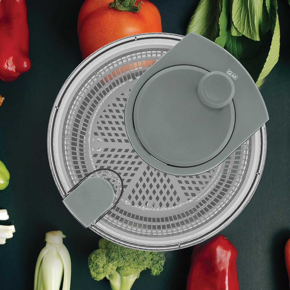 Glad Salad Spinner, 4.2 Quarts - Dishwasher Safe Lettuce Spinner, Fruit Washer, and Vegetable Strainer - Colander, Toss & Serve Bowl, and Locking Lid, Heavy Duty Plastic
